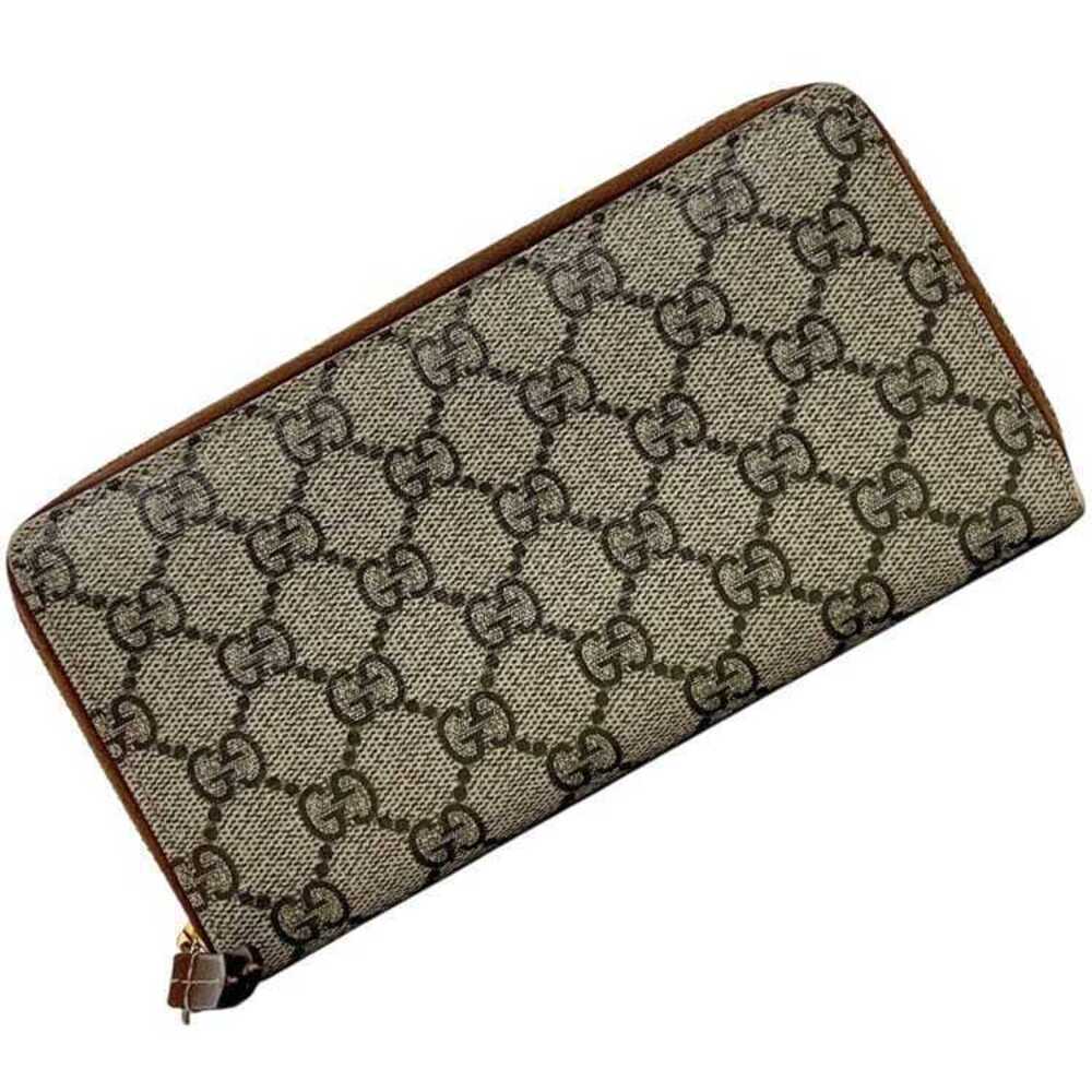 Gucci Round Zip Long Wallet GG Leather Beige Brown